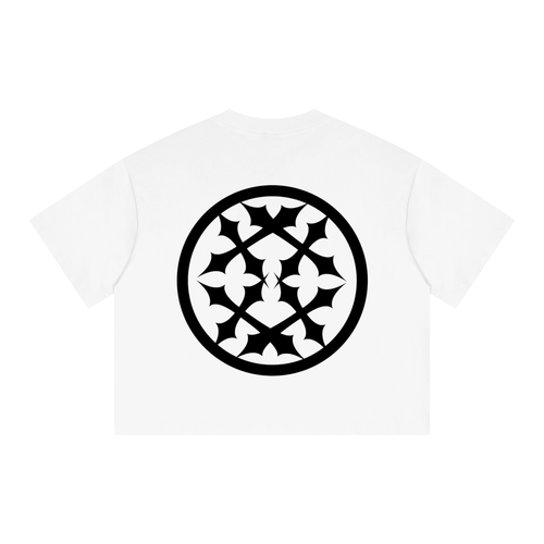 Grateful Peaceful Blessed Boxy Drop Shoulder Crop T-Shirt White
