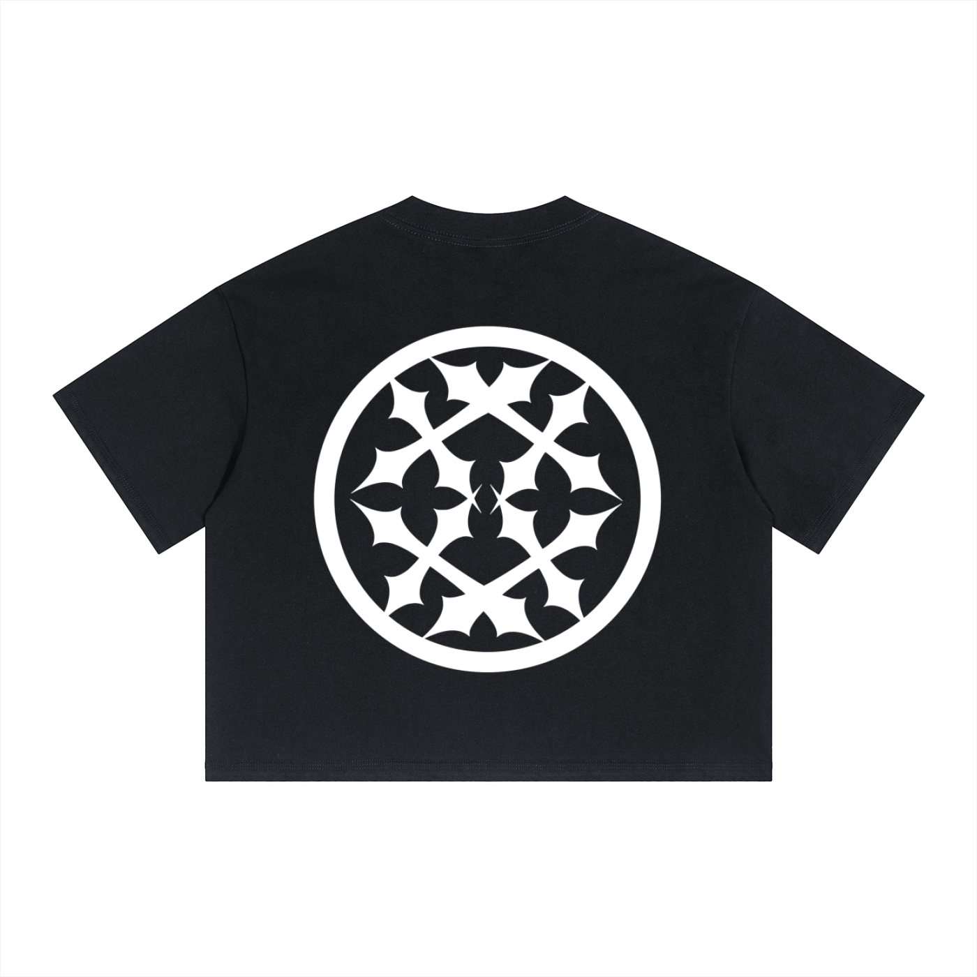 Grateful Peaceful Blessed Boxy Drop Shoulder Crop T-Shirt Black