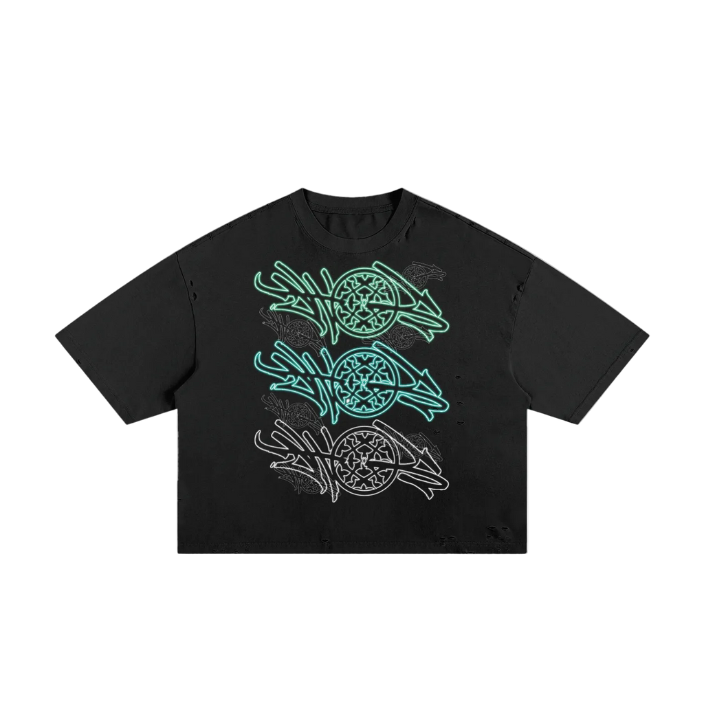 Black Happi Street Sticker Boxy Tee