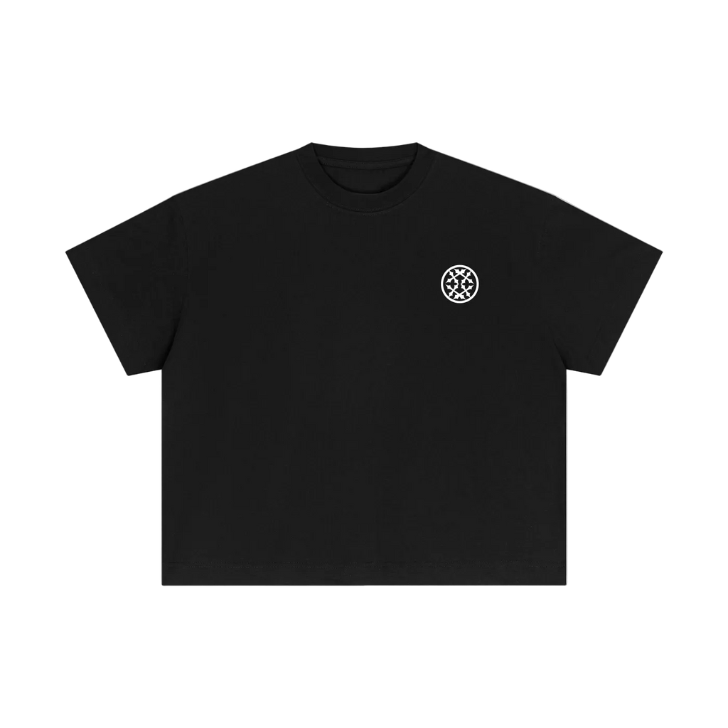 Black Happi Cotton Boxy Quote T-Shirt