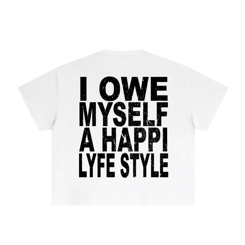 White Happi Cotton Boxy Quote T-Shirt