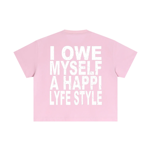 Pink Happi Cotton Boxy Quote T-Shirt