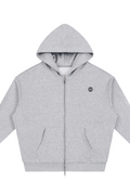 Happi Gray Unisex Loose Solid Full Zip Hoodie