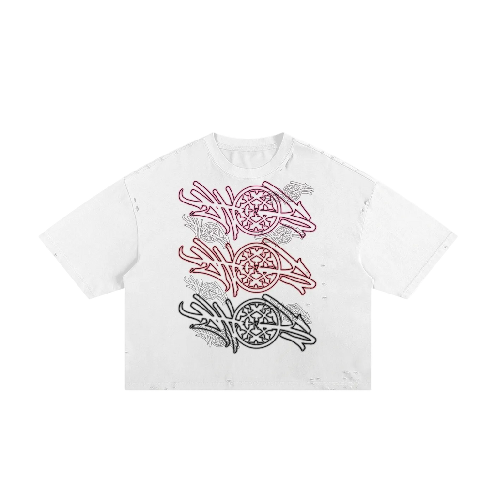 White Happi Street Sticker Boxy Tee