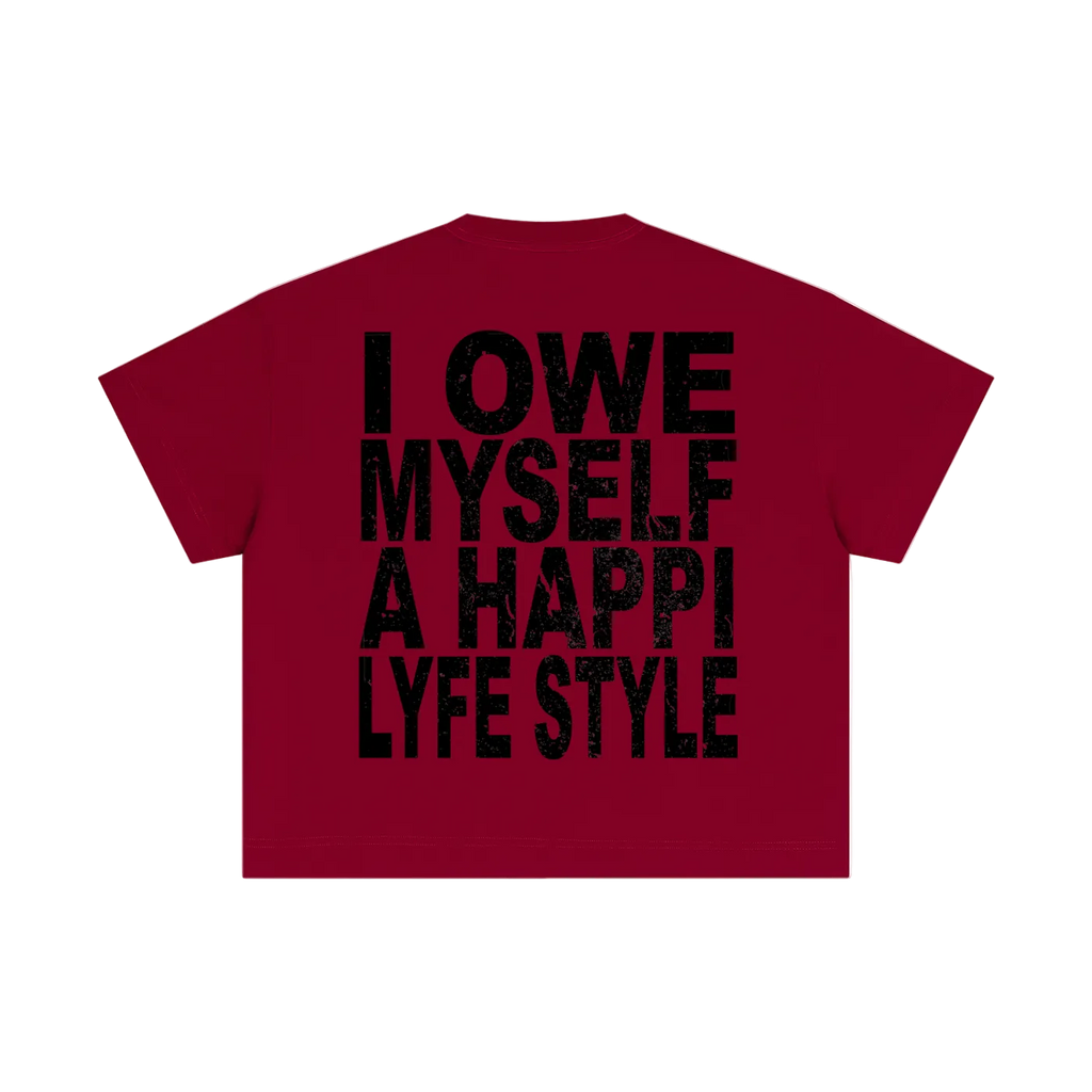 Red Happi Cotton Boxy Quote T-Shirt