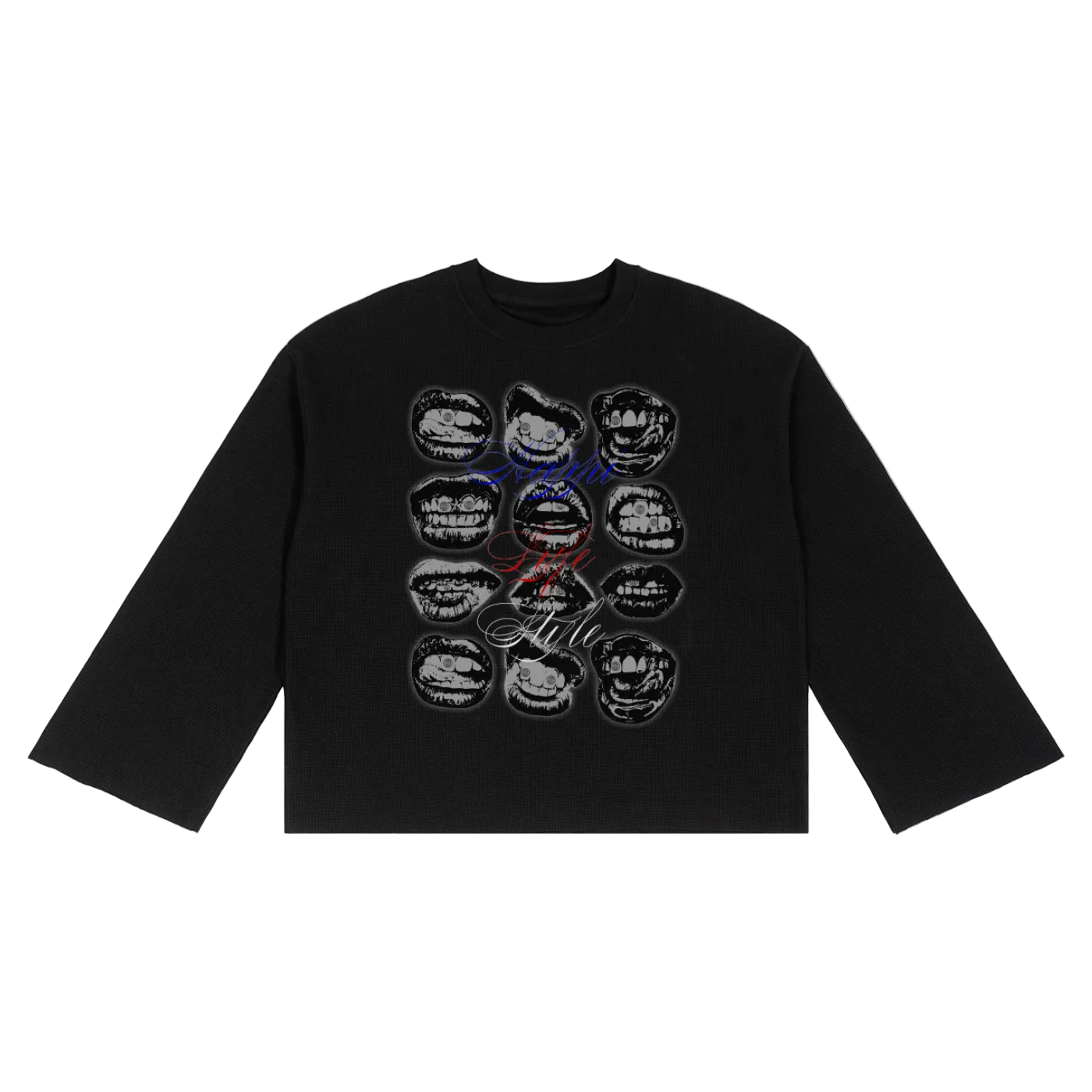 Happi Mouth Unisex Waffle Raw Edge T-Shirt