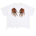 Her Happi Vintage Wash Boxy Distressed Hem Hands T-Shirt