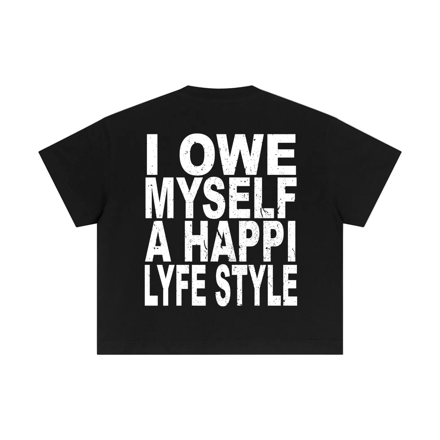 Black Happi Cotton Boxy Quote T-Shirt