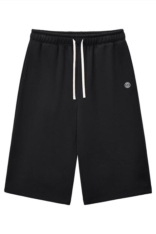 Happi Black Relaxed Drawstring Three-quarter Sweatpants